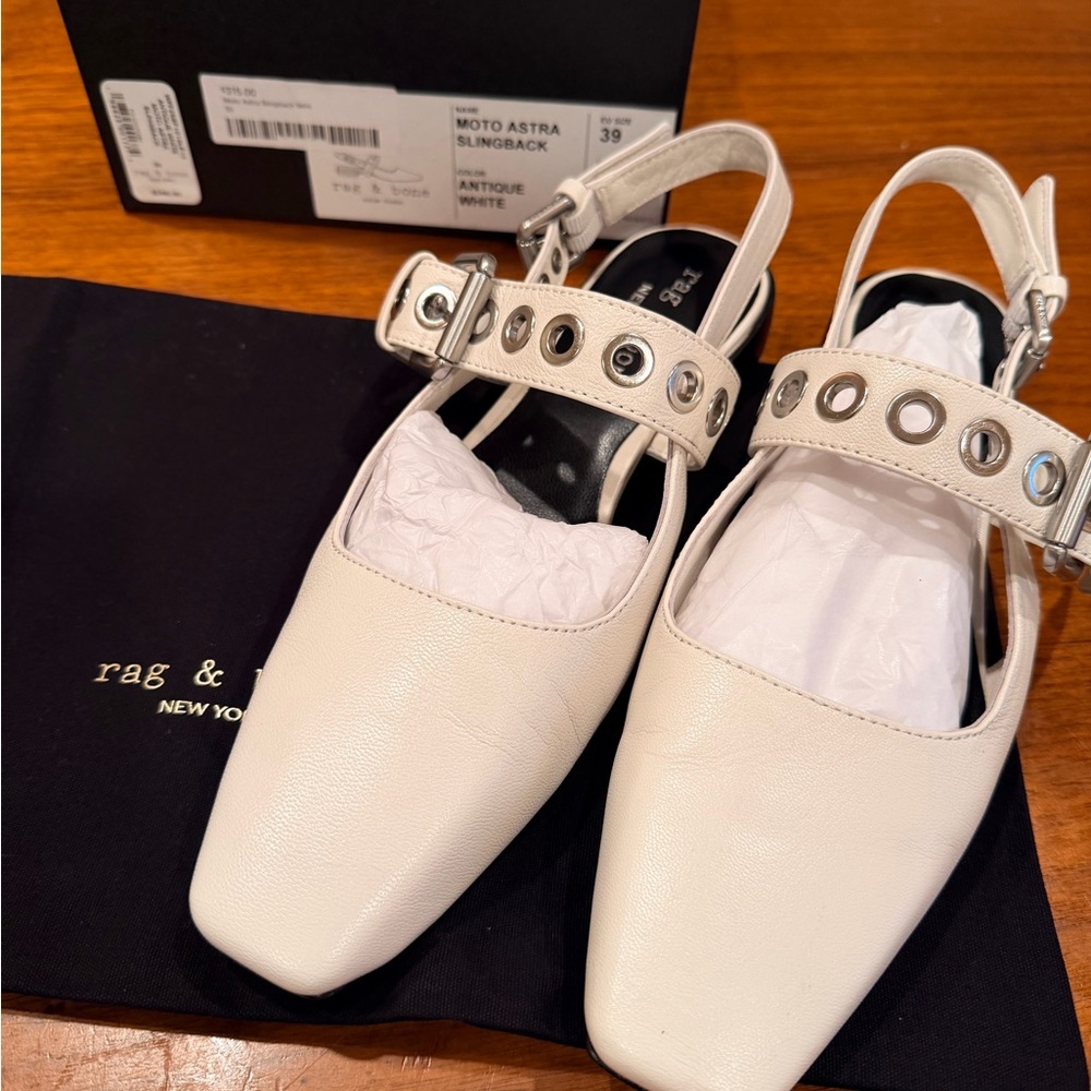 Rag & Bone Antique White Slingback Flats